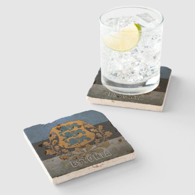 Vintage Style Estonia Stone Coaster! Coaster (Side)
