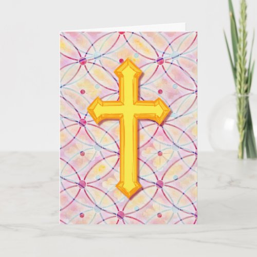 Vintage Style Faith Gold Cross Easter Card