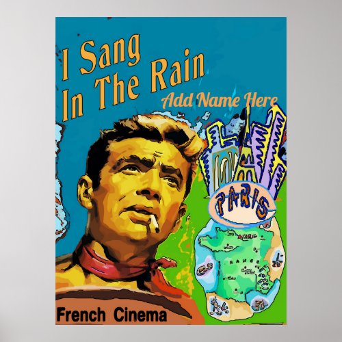 Vintage Style Fake Cinema Sang Rain edit text Poster