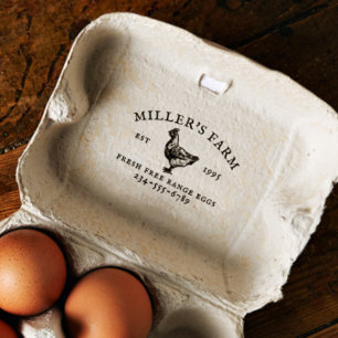Vintage Style Family Farm Egg Carton Self-inking Stamp