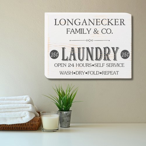 Vintage Style Family Laundry Company  Wooden Box Sign