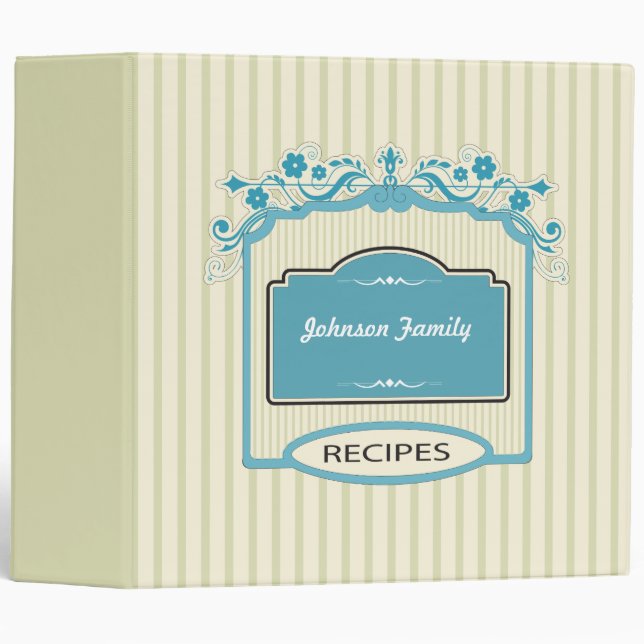 Vintage Style Family Recipes Book Binder (Front/Spine)