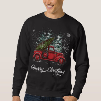 Vintage Style Farm Red Truck with Christmas Tree Sweatshirt