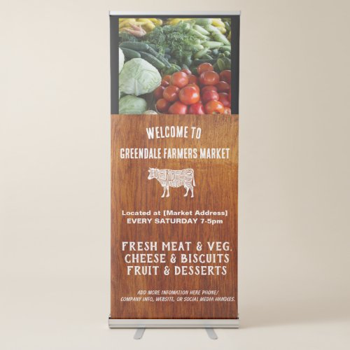 Vintage style farmers market rustic effect banner