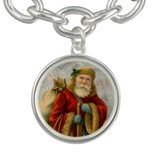 Vintage Style Father Christmas Santa Claus Charm Bracelet