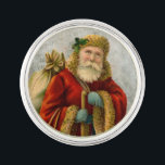 Vintage Style Father Christmas Santa Claus Lapel Pin<br><div class="desc">A vintage image of the classic Father Christmas wearing his famous red coat and carrying a bag full of toys. This old-fashioned Santa Claus also known as old Saint Nicholas is slim and holds a walking stick for travelling throughout the land gifting toys to all the girls and boys. The...</div>