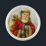 Vintage Style Father Christmas Santa Claus Lapel Pin<br><div class="desc">A vintage image of the classic Father Christmas wearing his famous red coat and carrying a bag full of toys. This old-fashioned Santa Claus also known as old Saint Nicholas is slim and holds a walking stick for travelling throughout the land gifting toys to all the girls and boys. The...</div>