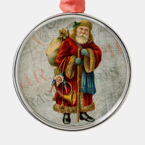 Vintage Style Father Christmas Santa Claus Metal Ornament