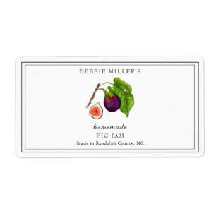 Vintage style Fig on white Jam Jar rectangular Label