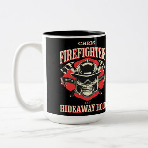 Vintage Style Firefighters of Hideaway Hood Two-Tone Coffee Mug