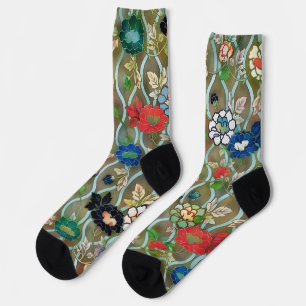 Vintage Style Floral Art Colorful Socks