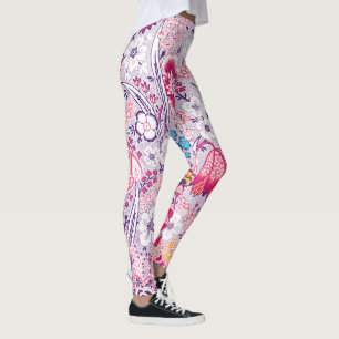 Vintage Style Floral Flowers Leggings in Pink