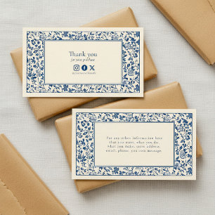 Vintage style floral frame social thank you enclosure card