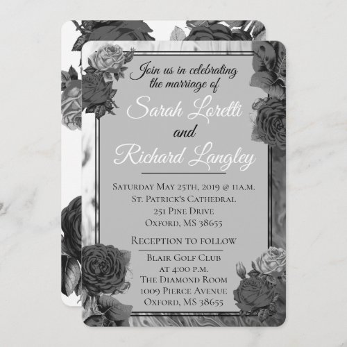 Vintage Style Floral Monogram Wedding Invitations