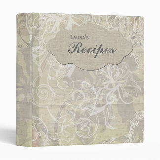 Vintage Style Floral Personalized Recipe Binder