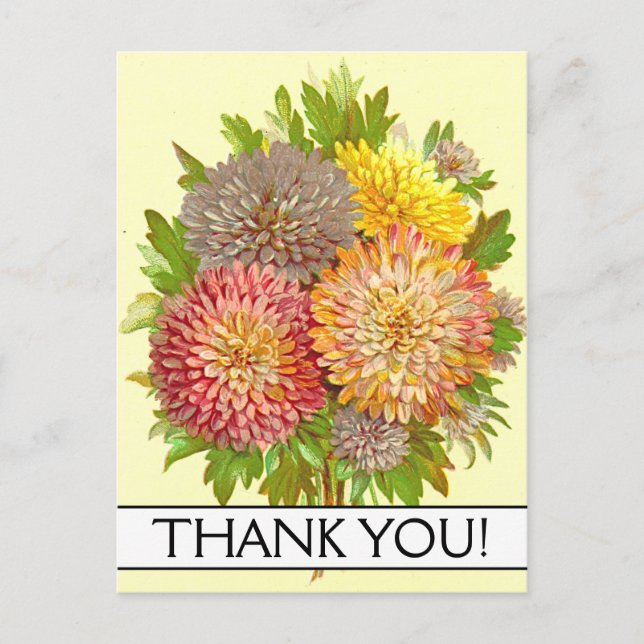 Vintage Style Floral "THANK YOU!" Postcard (Front)