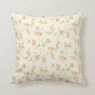 Vintage Style Floral Throw Pillow
