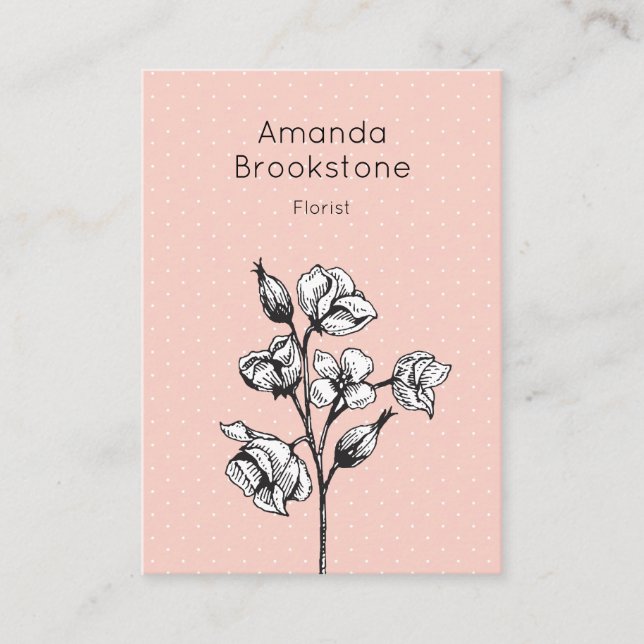 Vintage Style Flower Business Card - Pink (Front)