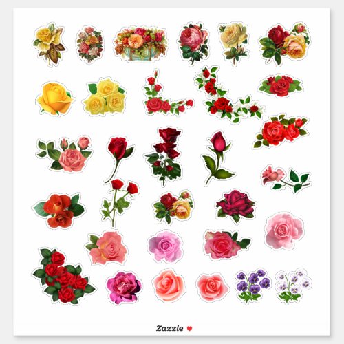 Vintage Style Flowers Beautiful Sticker