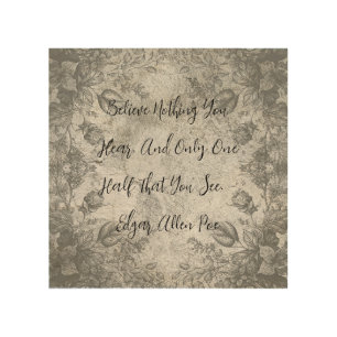 Vintage-Style Flowers on Stone Edgar Allen Poe Wood Wall Art