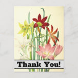 [ Thumbnail: Vintage Style Flowers "Thank You!" Postcard ]