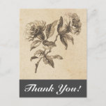 [ Thumbnail: Vintage Style Flowers + "Thank You!" Postcard ]