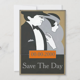 Vintage Style Formal Couple Invite Save Day