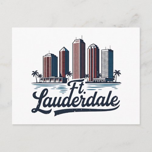 Vintage Style Fort Lauderdale Florida Beach Postcard