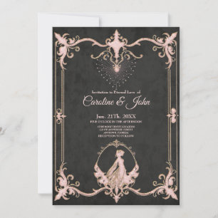 Vintage style frame with intricate floral designs  invitation