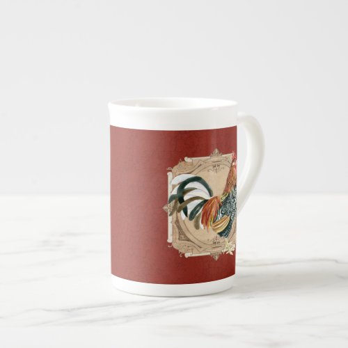 Vintage Style French Country Rustic Barn Rooster Bone China Mug