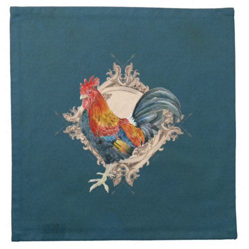 Vintage Style French Country Rustic Barn Rooster Cloth Napkin