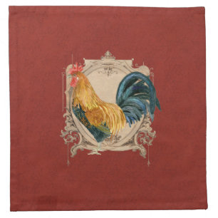 Vintage Style French Country Rustic Barn Rooster Cloth Napkin