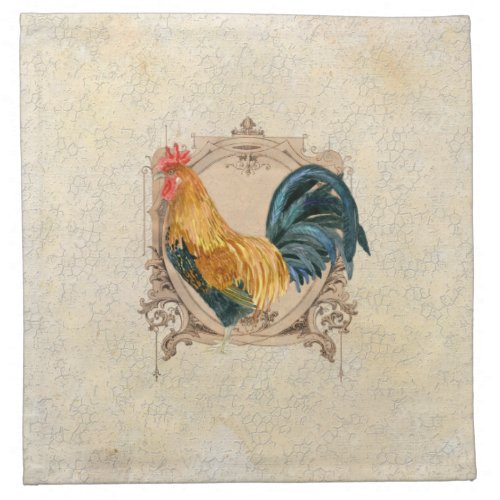 Vintage Style French Country Rustic Barn Rooster Cloth Napkin