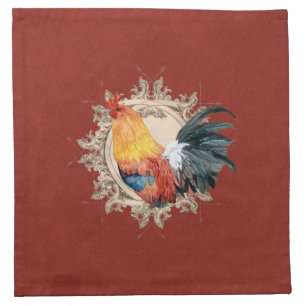 Vintage Style French Country Rustic Barn Rooster Cloth Napkin