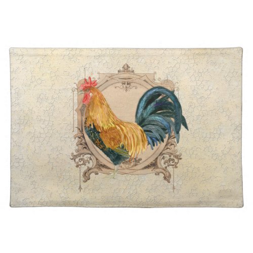 Vintage Style French Country Rustic Barn Rooster Cloth Placemat