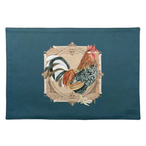 Vintage Style French Country Rustic Barn Rooster Cloth Placemat