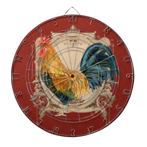 Vintage Style French Country Rustic Barn Rooster Dartboard