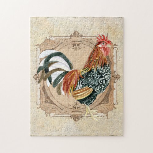 Vintage Style French Country Rustic Barn Rooster Jigsaw Puzzle