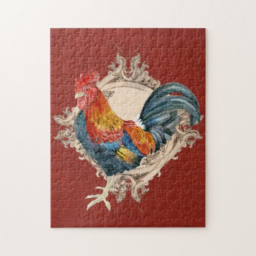 Vintage Style French Country Rustic Barn Rooster Jigsaw Puzzle