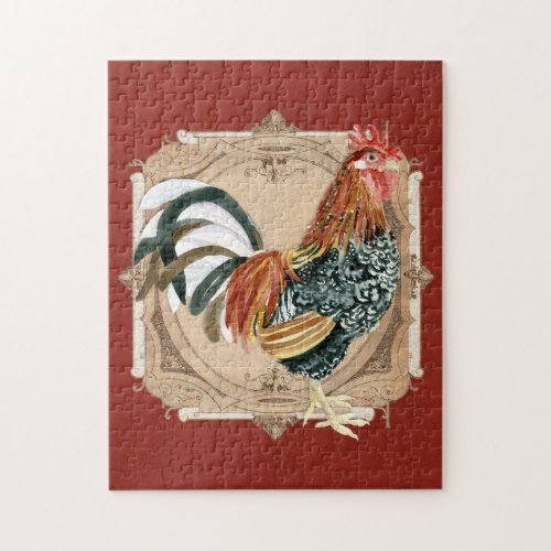 Vintage Style French Country Rustic Barn Rooster Jigsaw Puzzle