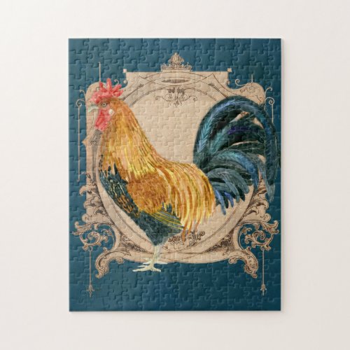 Vintage Style French Country Rustic Barn Rooster Jigsaw Puzzle