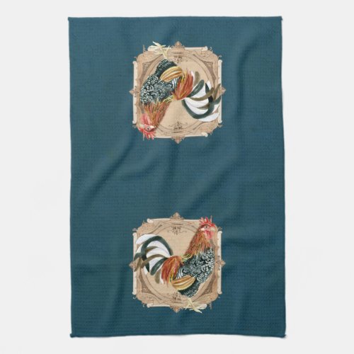 Vintage Style French Country Rustic Barn Rooster Kitchen Towel