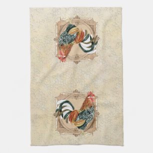 Vintage Style French Country Rustic Barn Rooster Kitchen Towel
