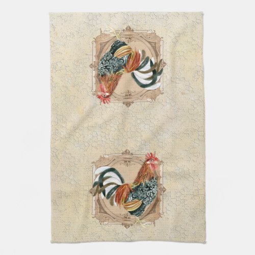 Vintage Style French Country Rustic Barn Rooster Kitchen Towel