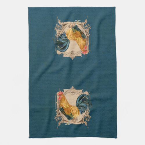 Vintage Style French Country Rustic Barn Rooster Kitchen Towel