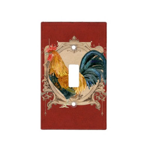 Vintage Style French Country Rustic Barn Rooster Light Switch Cover