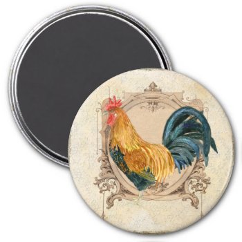 Vintage Style French Country Rustic Barn Rooster Magnet by AudreyJeanne at Zazzle