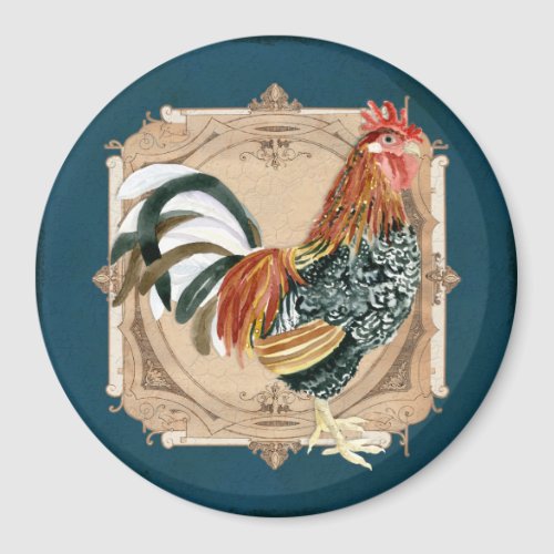 Vintage Style French Country Rustic Barn Rooster Magnet