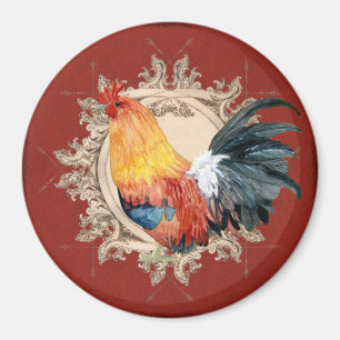 Vintage Style French Country Rustic Barn Rooster Magnet