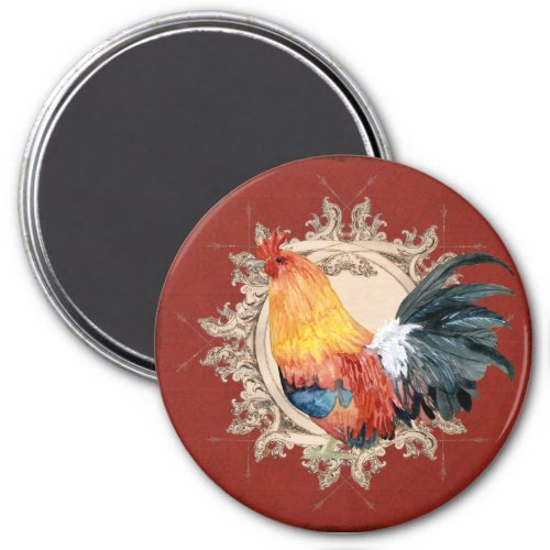 Vintage Style French Country Rustic Barn Rooster Magnet